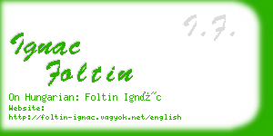 ignac foltin business card